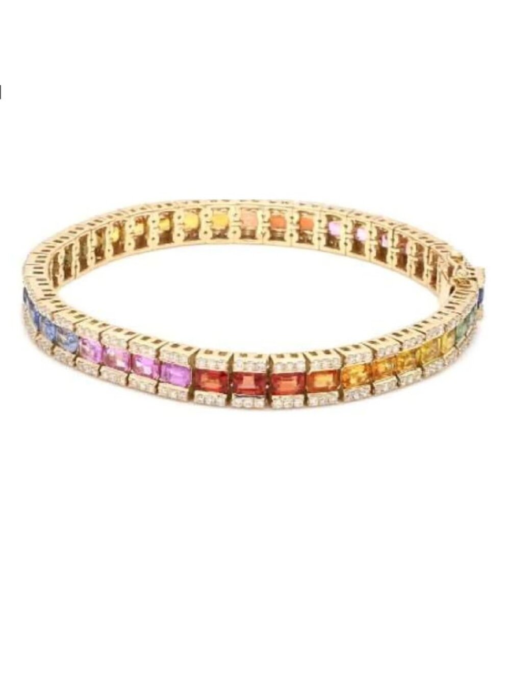 Radiant Horizon Rainbow Sapphire & Diamond 14K (Custom) Gold Tennis Bracelet